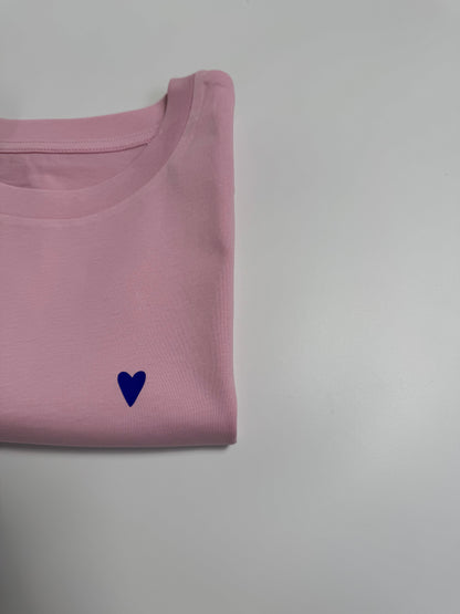 T-Shirt, Frauen, Herz, Rosa / Blau