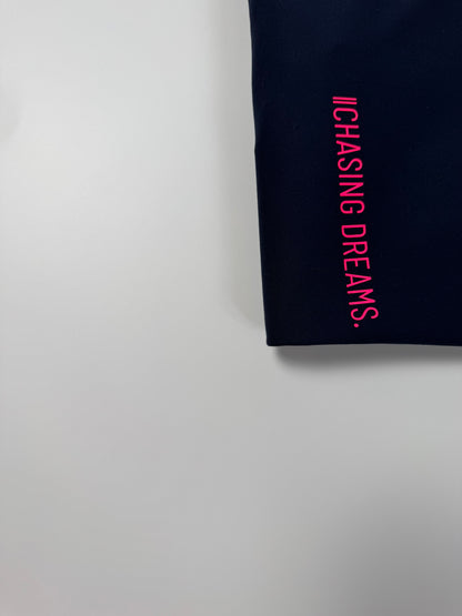 T-Shirt, Frauen, ‚Chasing Dreams‘, Navy / Neon Pink