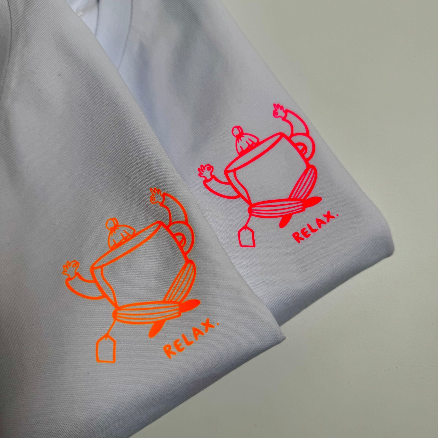 T-Shirt, Frauen, Relax, Weiß / Neon Pink, Neon Orange