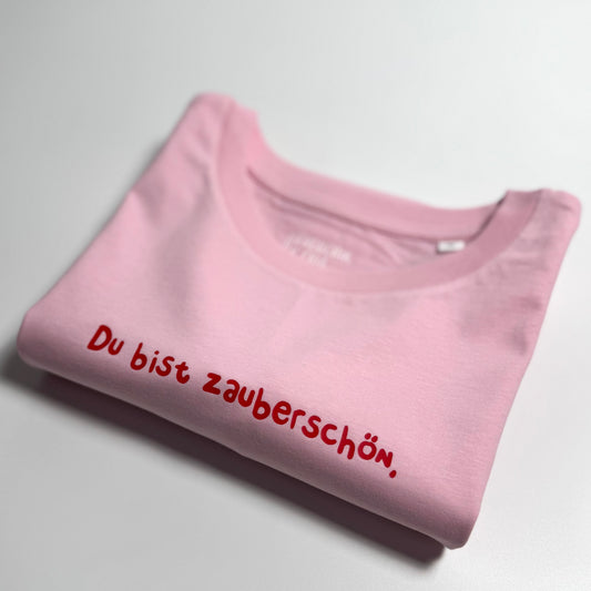 T-Shirt Frauen, Rundhals, Frau Zauberschön, Rosa / Rot