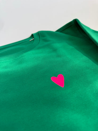 Sweatshirt Unisex, Herz, Grün | Neon Pink
