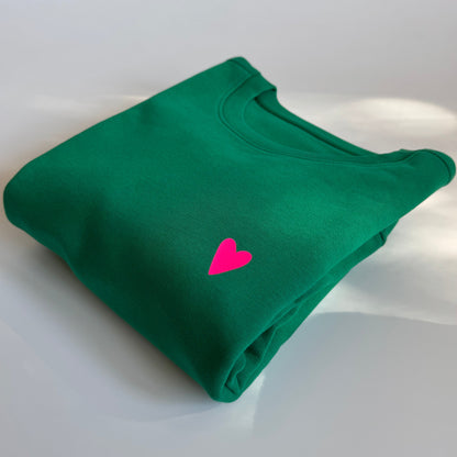 Sweatshirt Unisex, Herz, Grün | Neon Pink