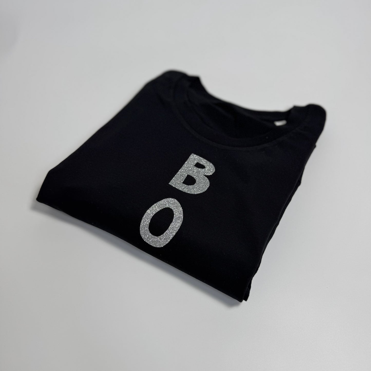 T-Shirt Unisex, BOLD, Schwarz / Silber Glitzer