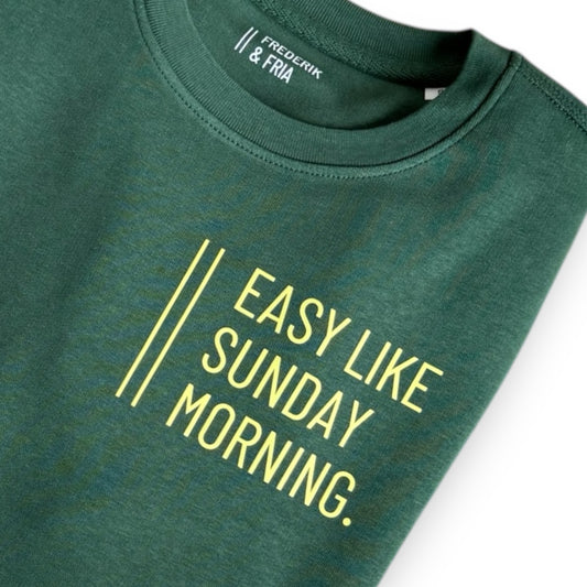 Sweatshirt Unisex 'Easy like Sunday morning.': Bottle Green / Hell Gelb