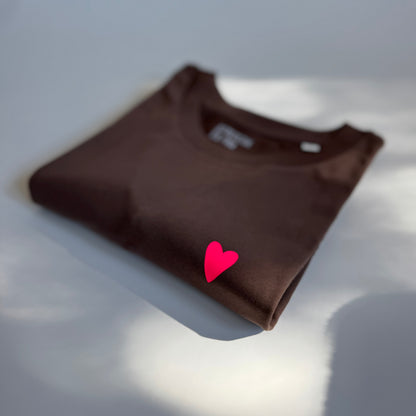 T-shirt, women's, 'Whatever you do today....', burgundy / neon pink