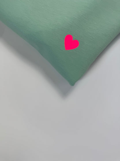 T-Shirt Frauen, Herzsruck: Jade / Neon Pink