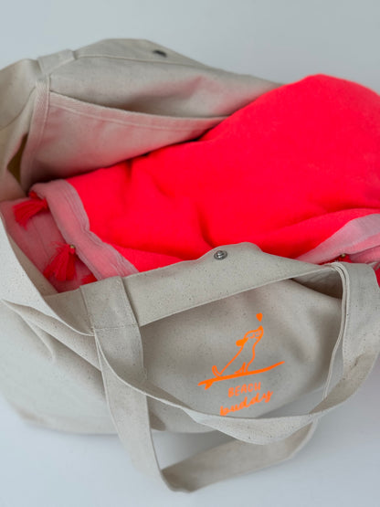 Strandtsche, Beach Buddy, Natural / Blau, Neon Orange