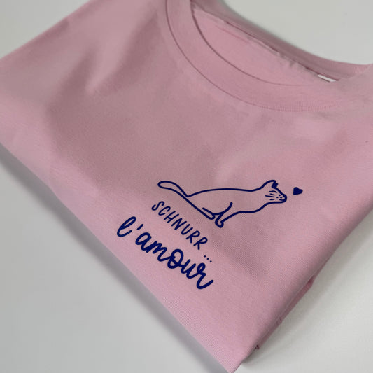 T-Shirt Frauen Katze Schnurr l‘amour (B): Rosa / Blau