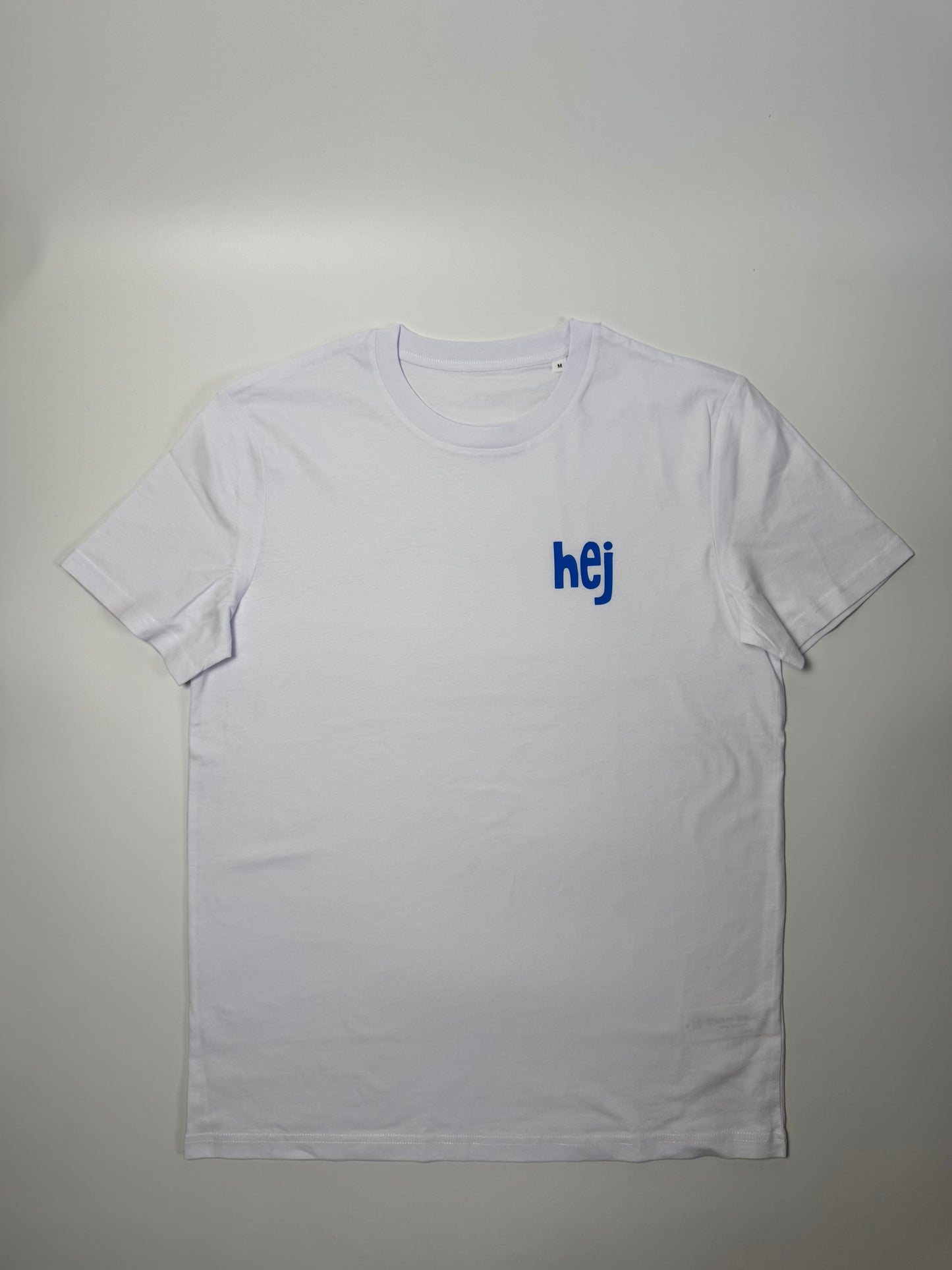 T-Shirt Unisex ‚hej‘, Weiß / Blau