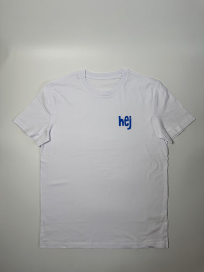 T-Shirt Unisex ‚hej‘, Weiß / Blau