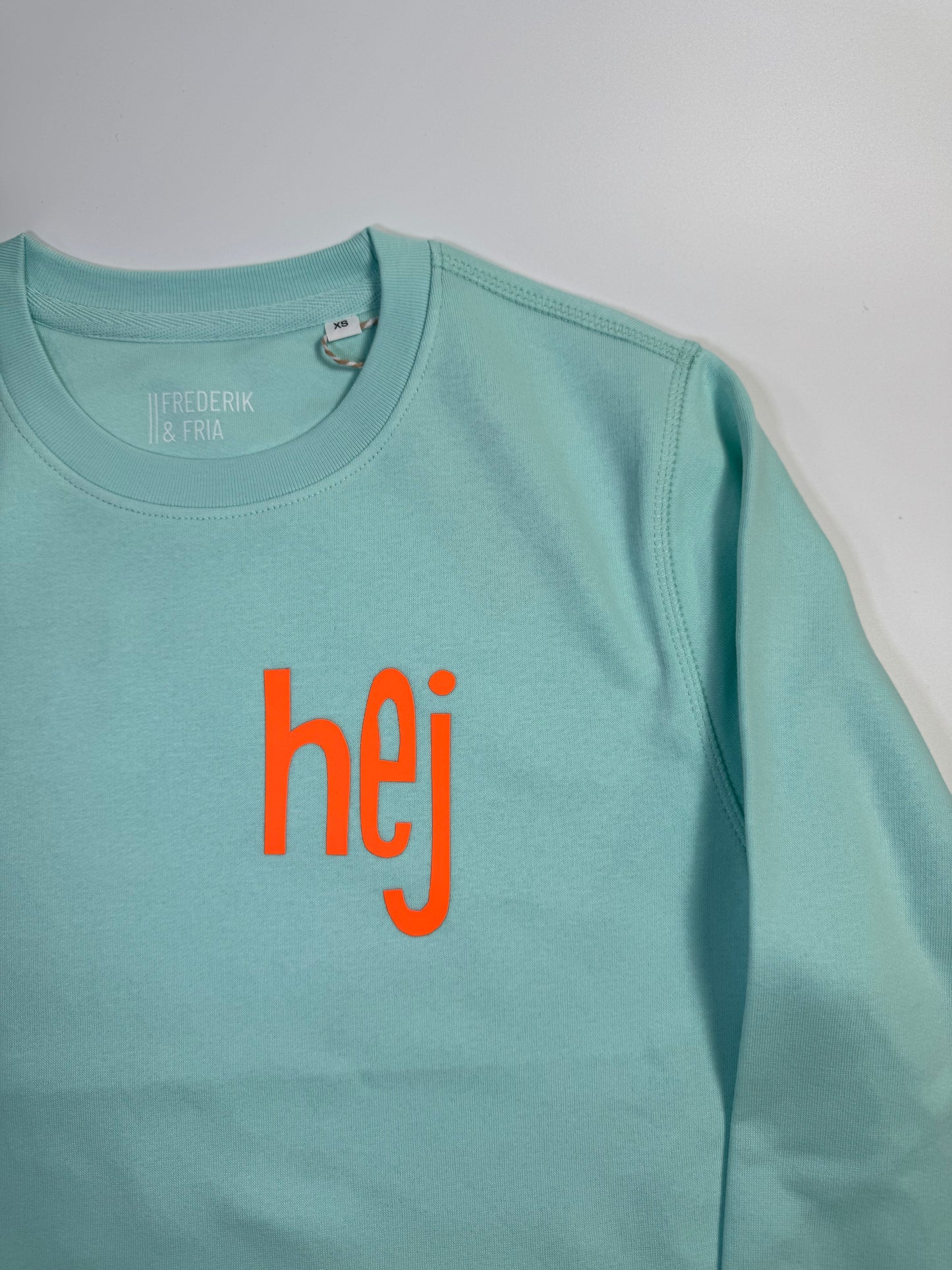 Sweatshirt Unisex 'hej': Caribean Blue / Neon Orange