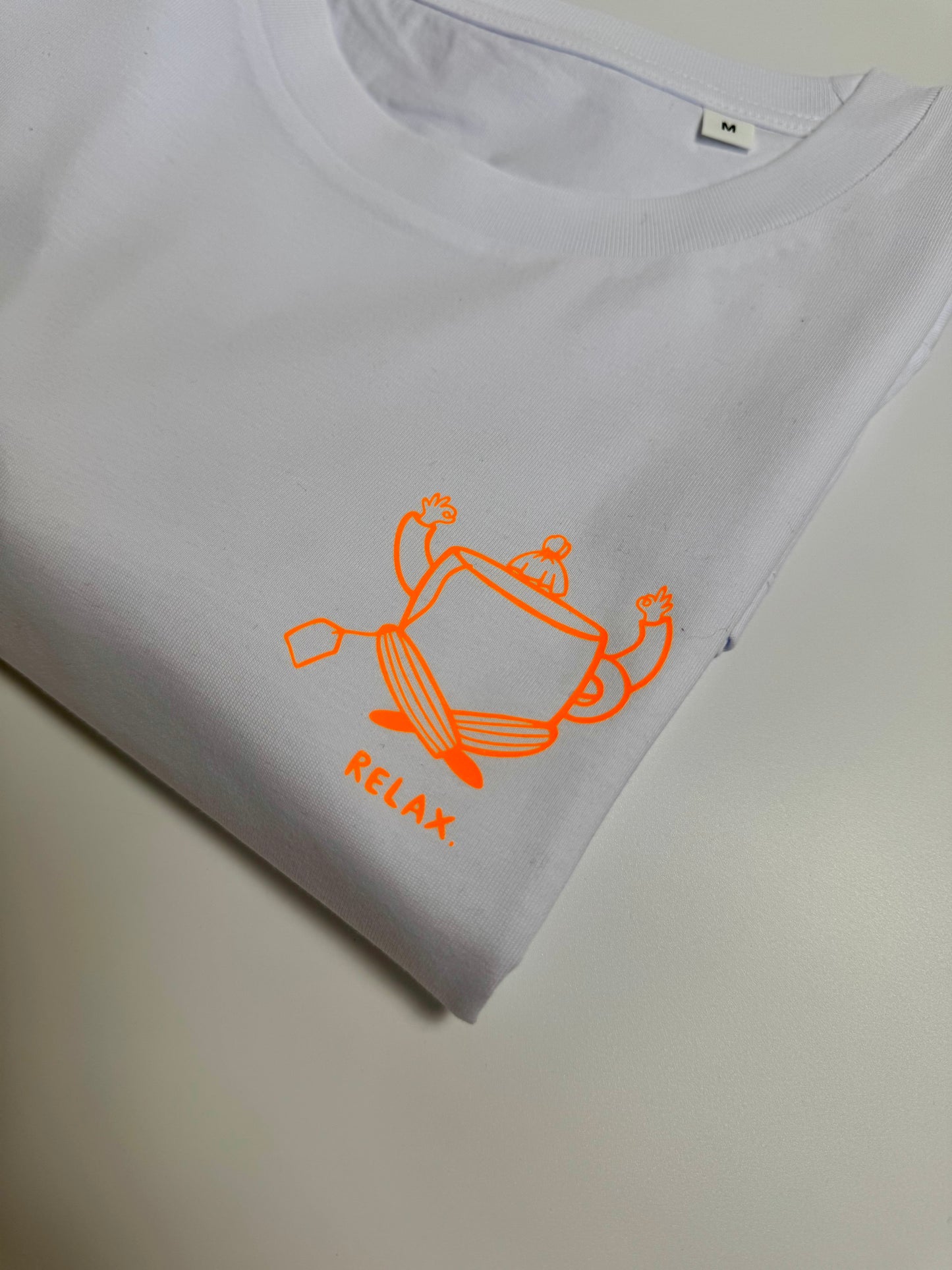 T-Shirt, Frauen, Relax, Weiß / Neon Pink, Neon Orange