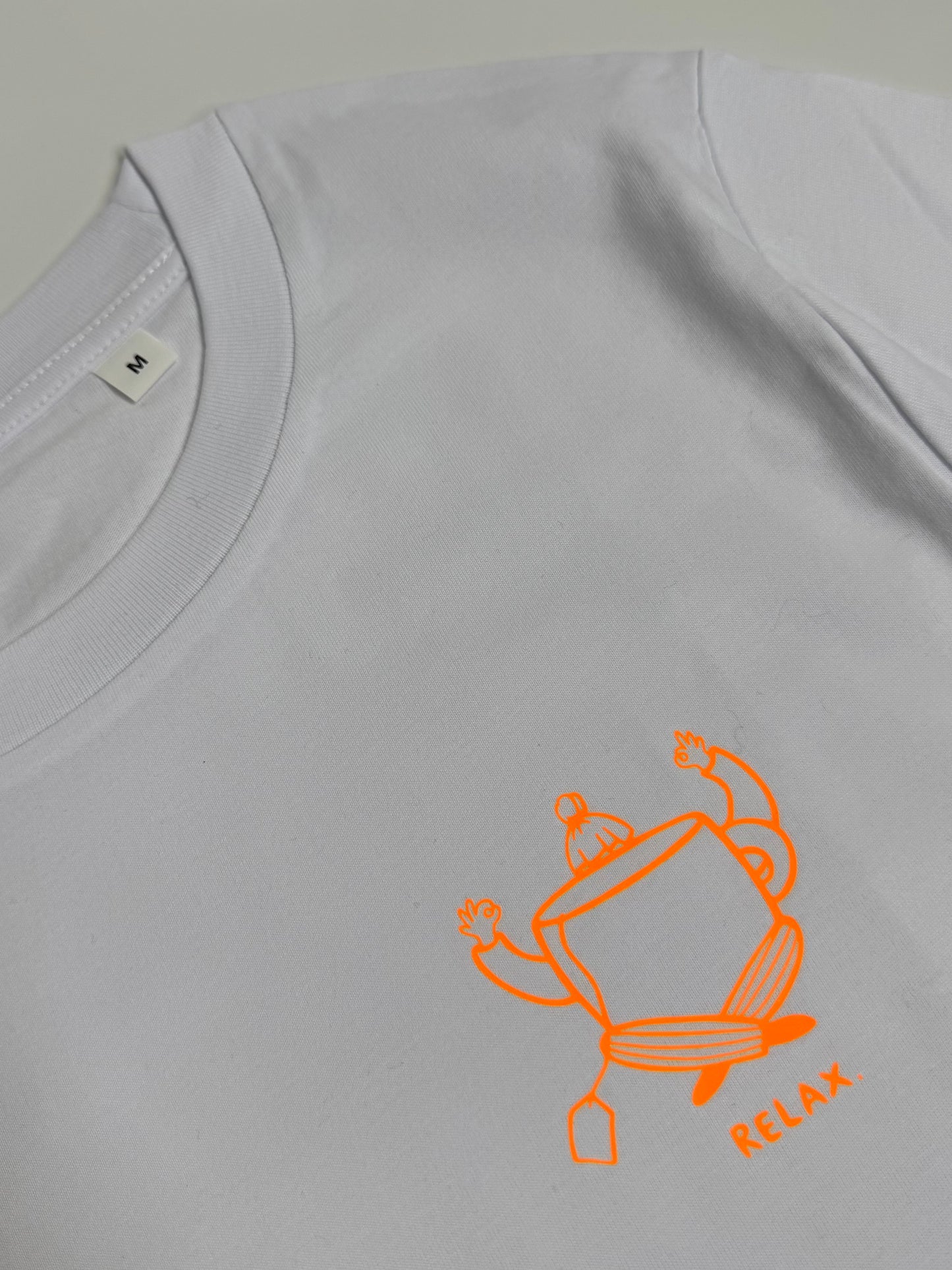 T-Shirt, Frauen, Relax, Weiß / Neon Pink, Neon Orange