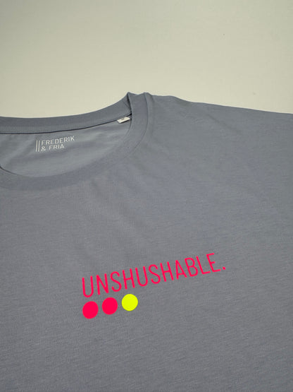 Frauen-Shirt ,unshushable‘: lila, weiß, gelb / neon pink