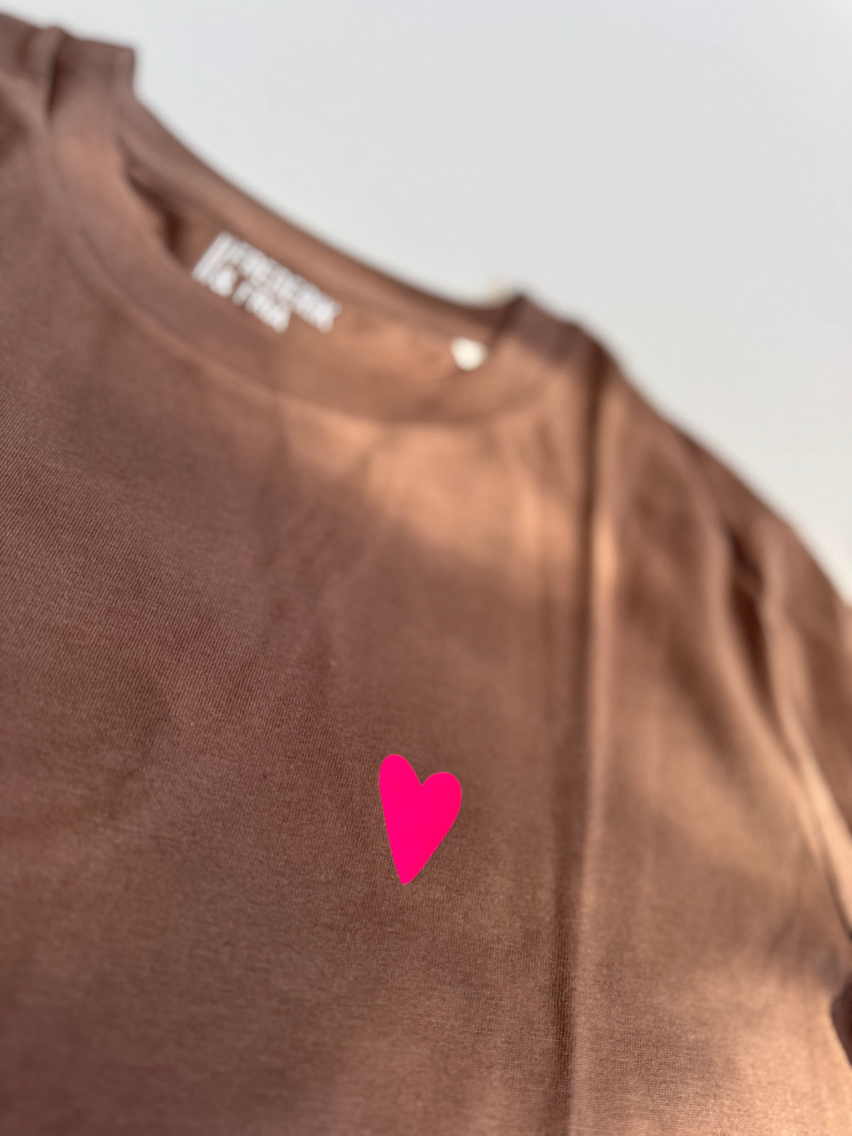 T-shirt, women's, 'Whatever you do today....', burgundy / neon pink