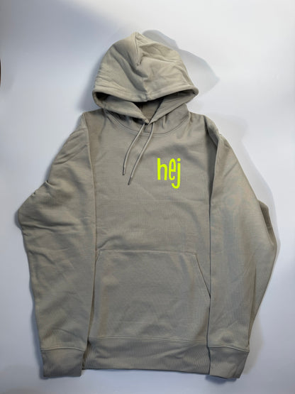 Hoodie Unisex 'hej.': Stone / Neon Gelb
