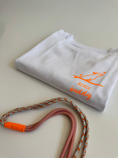 T-Shirt Frauen 'Beach Buddy': Lila, Jade, Weiß / Neon Orange