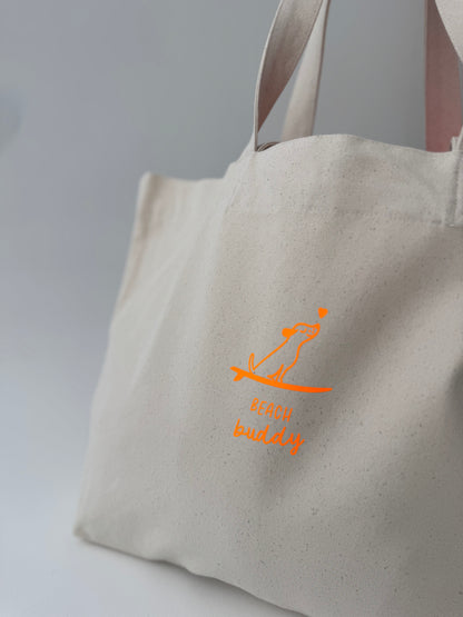 Strandtsche, Beach Buddy, Natural / Blau, Neon Orange