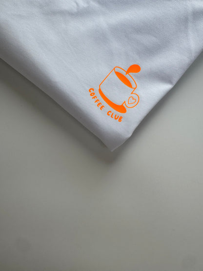 T-Shirt, Frauen, Coffee Club, Weiß / Neon Pink, Neon Orange