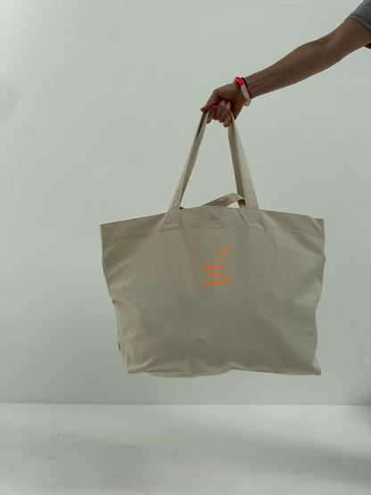 Strandtasche, Schnurr l'amour, Natural / Blau, Neon Orange