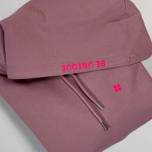 Hoodie Unisex 'Be unique.': Rosalila / Neon Pink