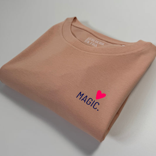 Longsleeve, Frauen ‚Magic‘ Apricot / Blau, Neon Pink