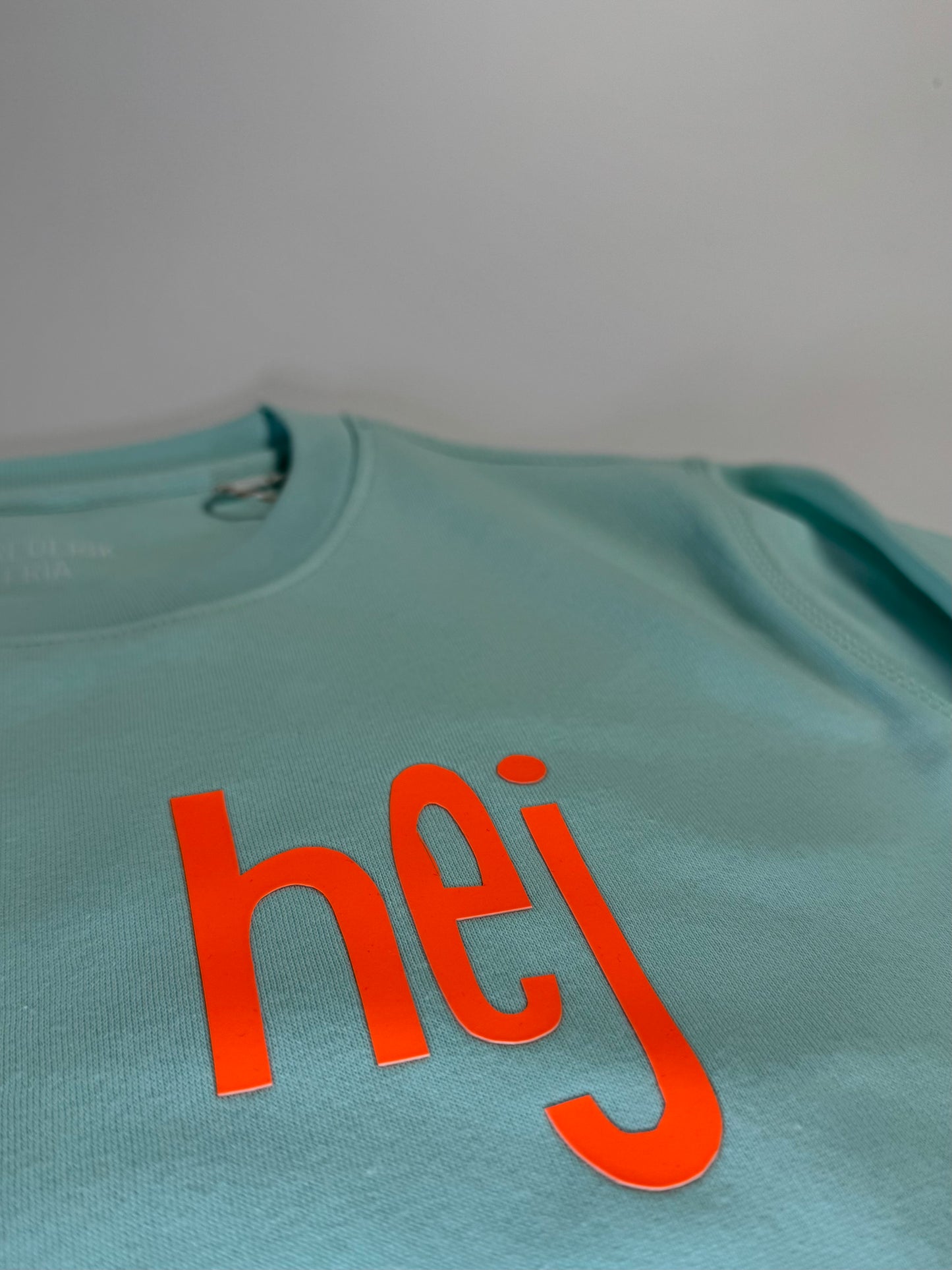 Sweatshirt Unisex 'hej': Caribean Blue / Neon Orange