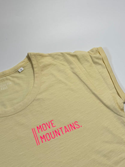 T-Shirt Frauen ‚Move Mountains‘, : gelb / neon pink