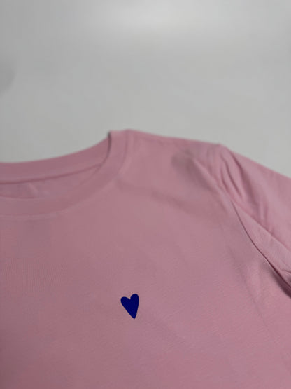 T-Shirt, Frauen, Herz, Rosa / Blau