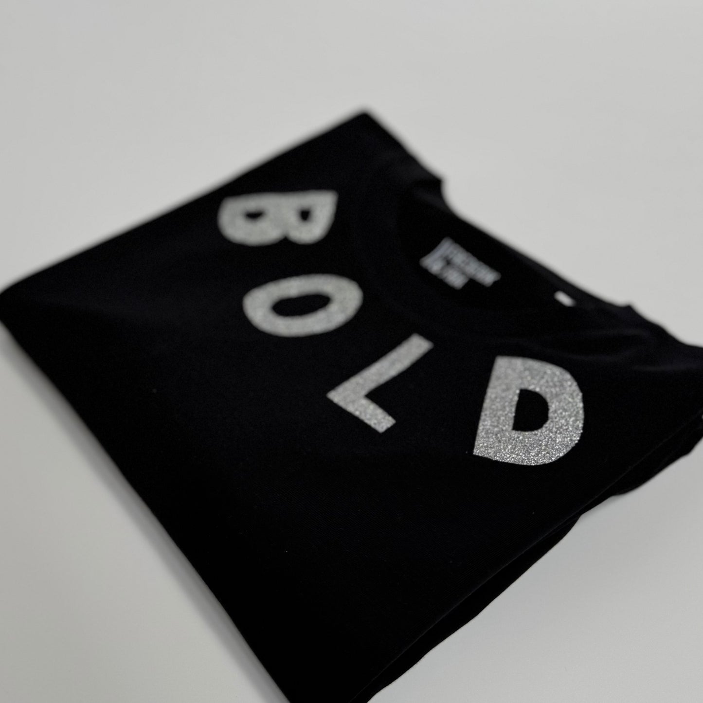 T-Shirt Unisex, BOLD, Schwarz / Silber Glitzer