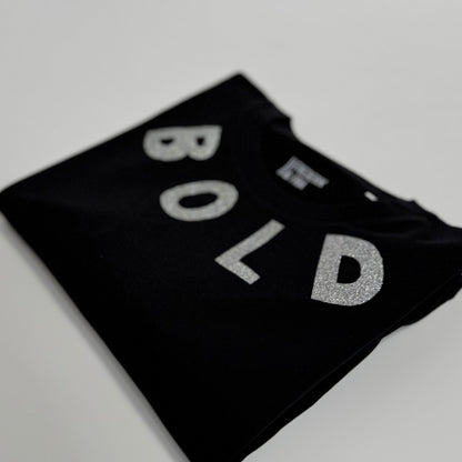 T-Shirt Unisex, BOLD, Schwarz / Silber Glitzer