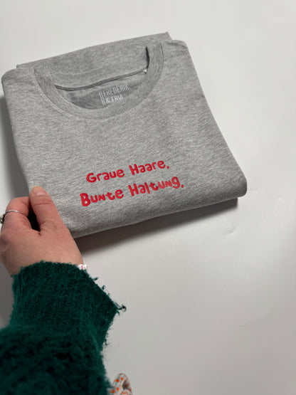 T-Shirt Unisex, Frau Zauberschön, Grau / Rot