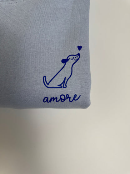Sweatshirt Unisex Hund Amore, Serene Blue / Blau