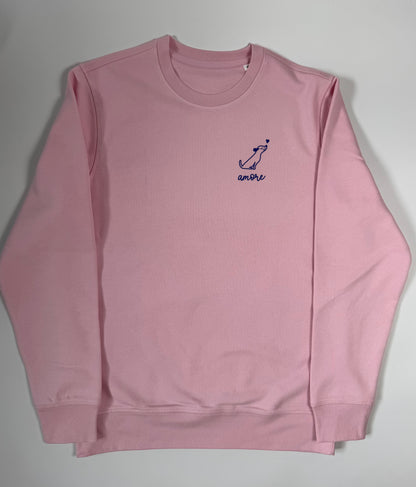 Sweatshirt Unisex Hund Amore (B), Rosa / Blau