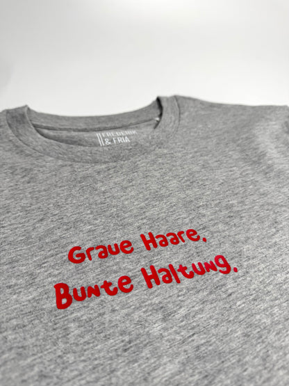 T-Shirt Unisex, Frau Zauberschön, Grau / Rot