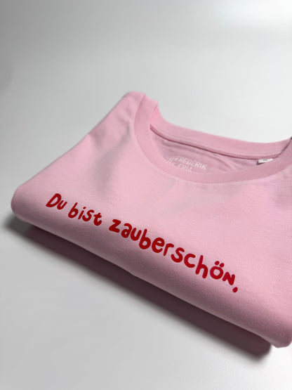 T-Shirt Frauen, Rundhals, Frau Zauberschön, Rosa / Rot