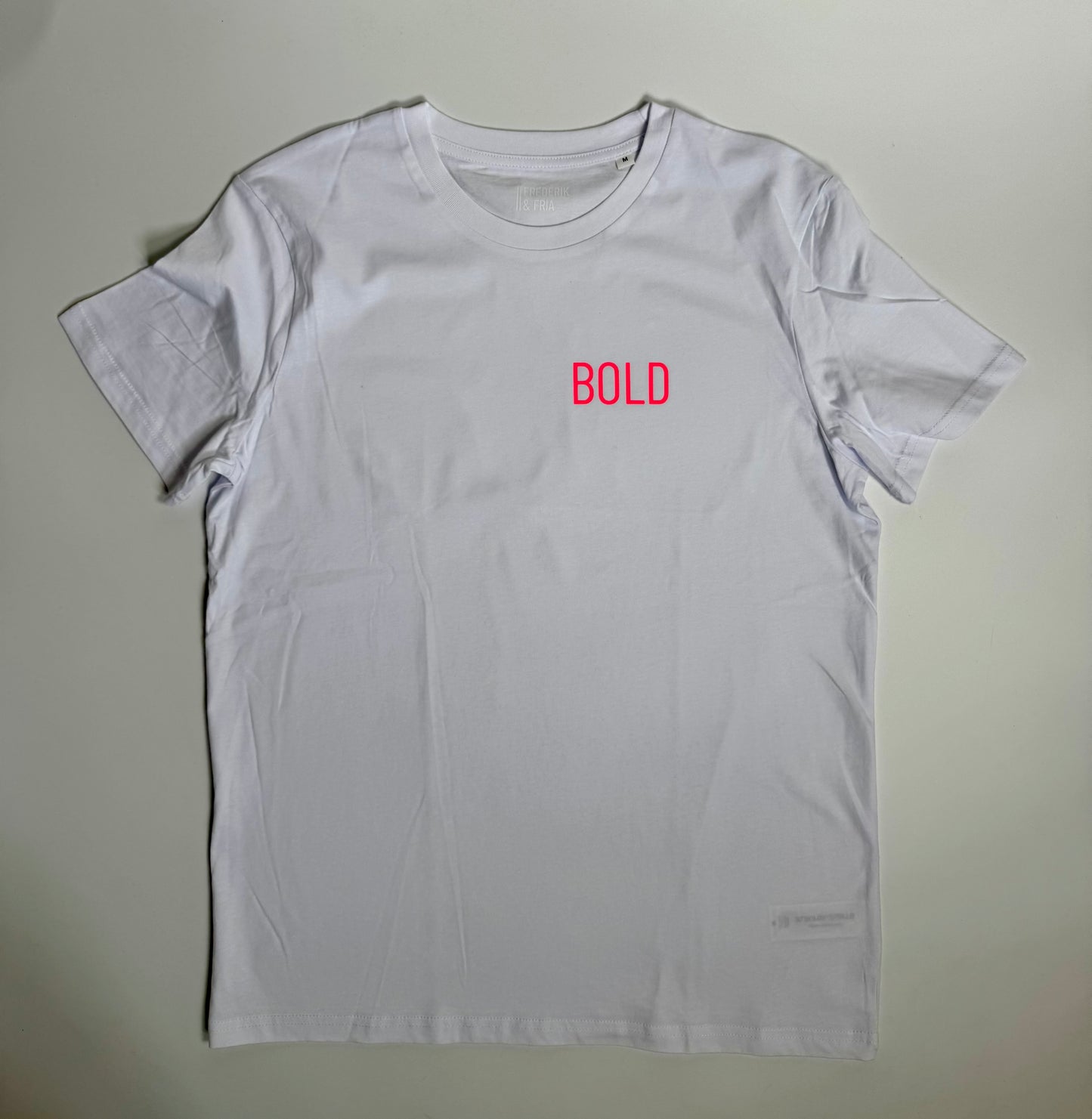 T-Shirt Unisex, BOLD, Weiß / Neon Pink