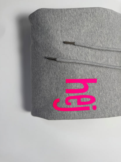 Hoodie Unisex 'hej': Heather Grey / Neon Pink