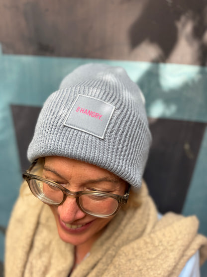 Mütze, 'Hangry.', blau / neon pink