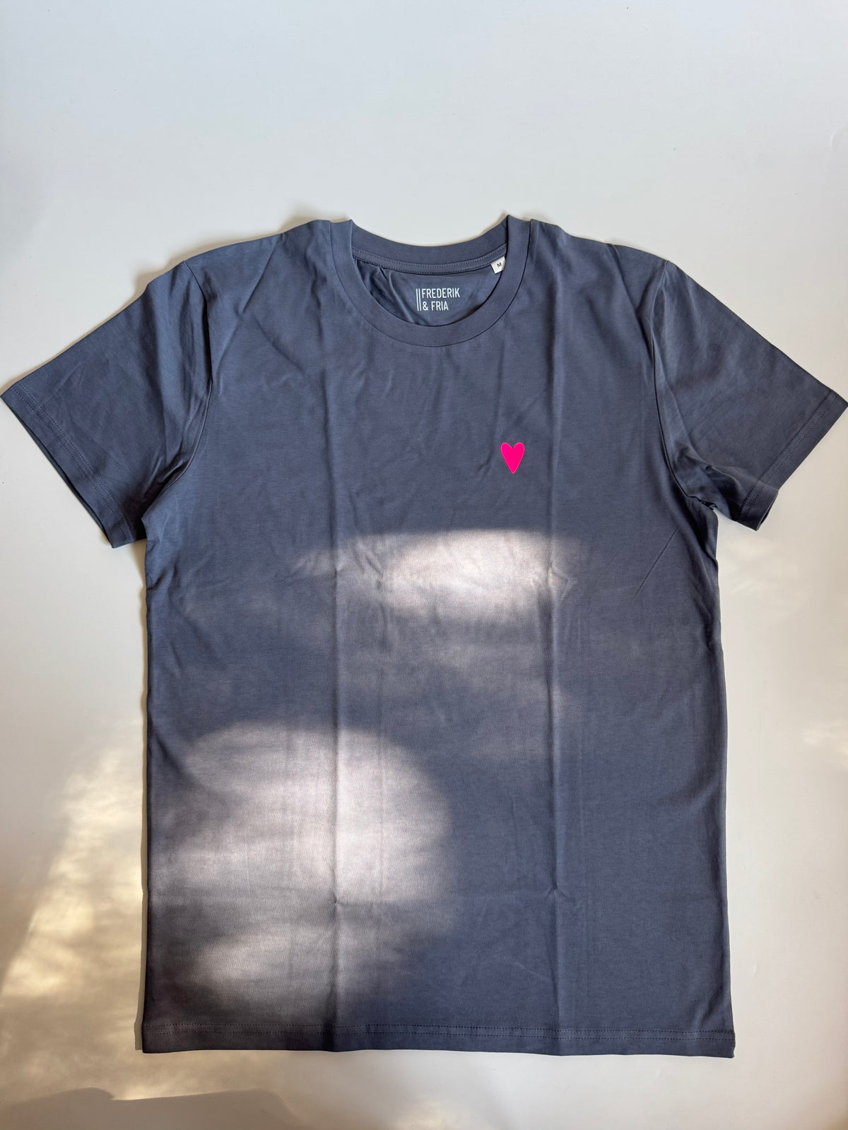 Unisex T-Shirt, Heart Print, Blue / Neon Pink
