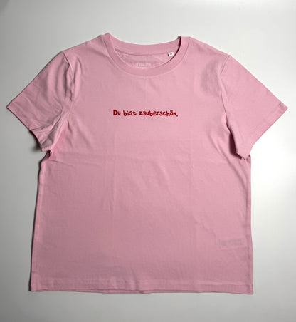 T-Shirt Frauen, Rundhals, Frau Zauberschön, Rosa / Rot