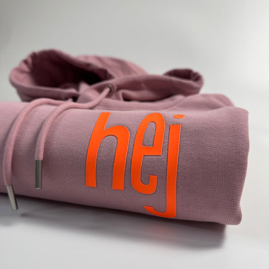 Hoodie Unisex 'hej': Rosalila / Neon Orange