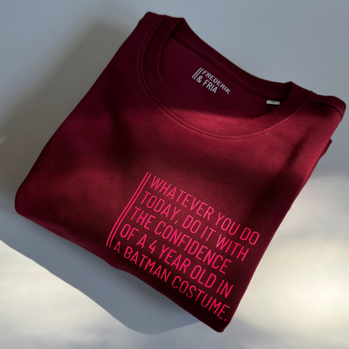 Sweatshirt Unisex '...batman...': Burgundy / Neon Pink