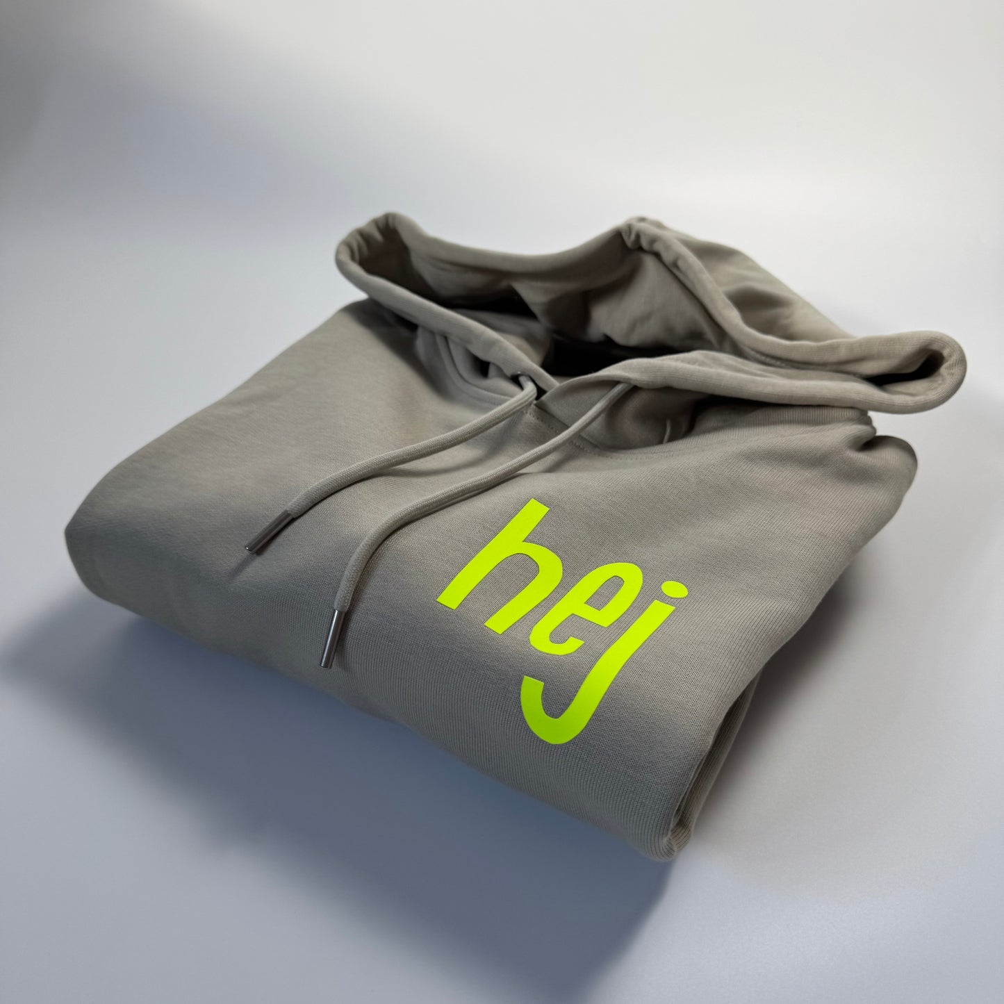 Hoodie Unisex 'hej.': Stone / Neon Gelb
