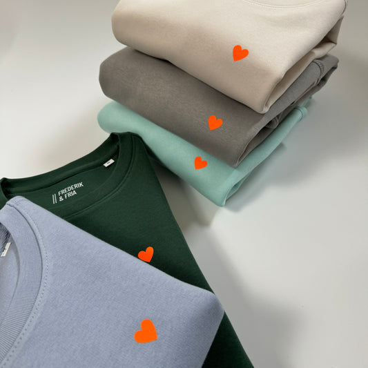 Sweatshirt Unisex, Herzdruck Neon Orange