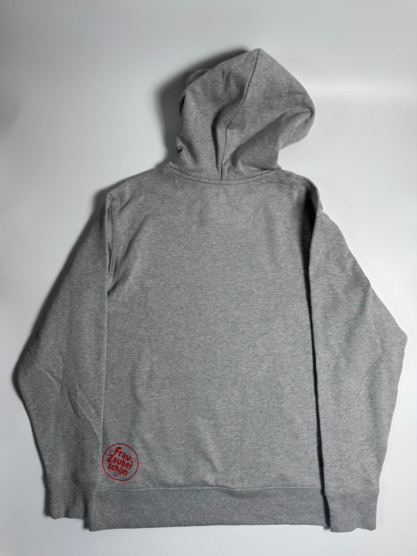 Hoodie Unisex, Frau Zauberschön: Grau / Rot