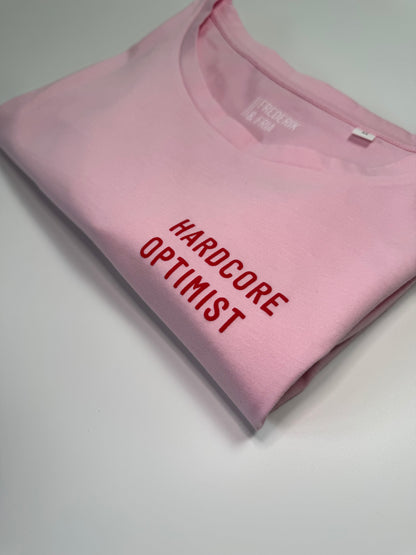 T-Shirt Frauen‚ 'Hardcore Optimist‘: rosa / rot