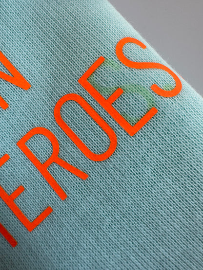 Reduzierte B-Ware: Sweatshirt Unisex ‚We can be heroes': Caribean Blue / Neon Orange, Größe M