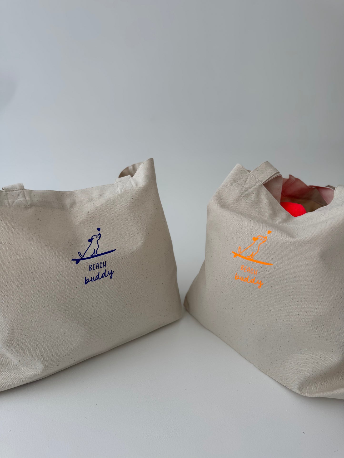 Strandtsche, Beach Buddy, Natural / Blau, Neon Orange