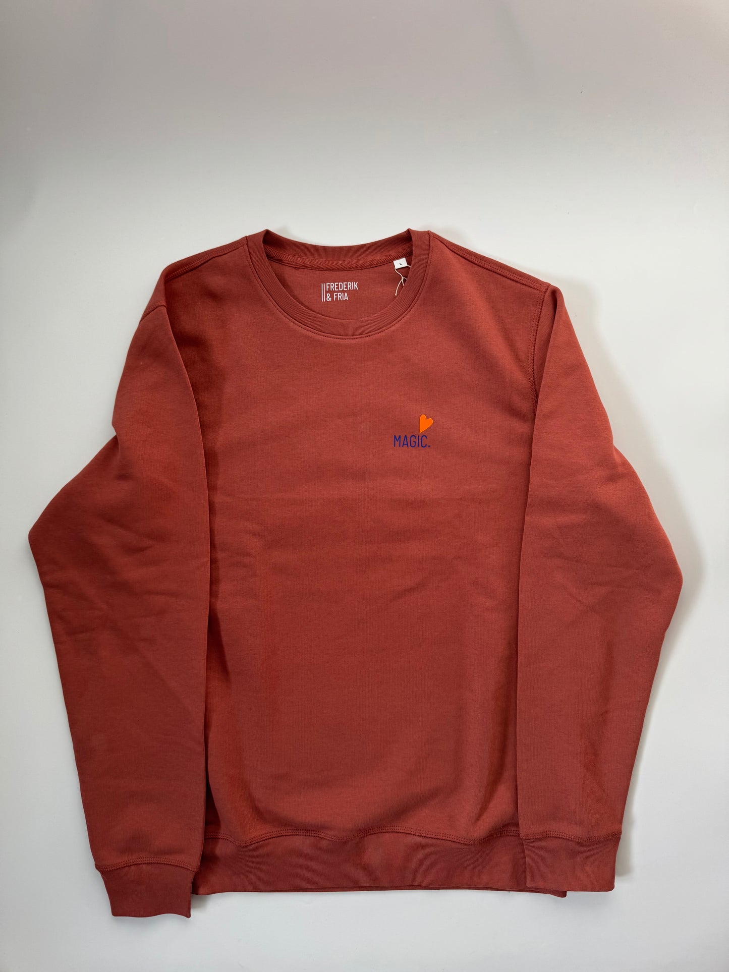 Sweatshirt Unisex ‚Magic’: Hibiscus / Blau, Neon Orange